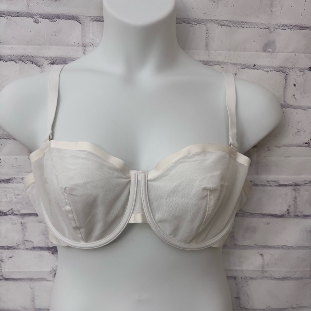 CUUP Bra 44C The Balconette Underwire Unlined Sheer Sexy‎ White Sexy